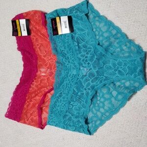 NWT Bundle Of 2 NOBO Lace Hipster Panties in Pink and Blue Womens Sz Large 11-13